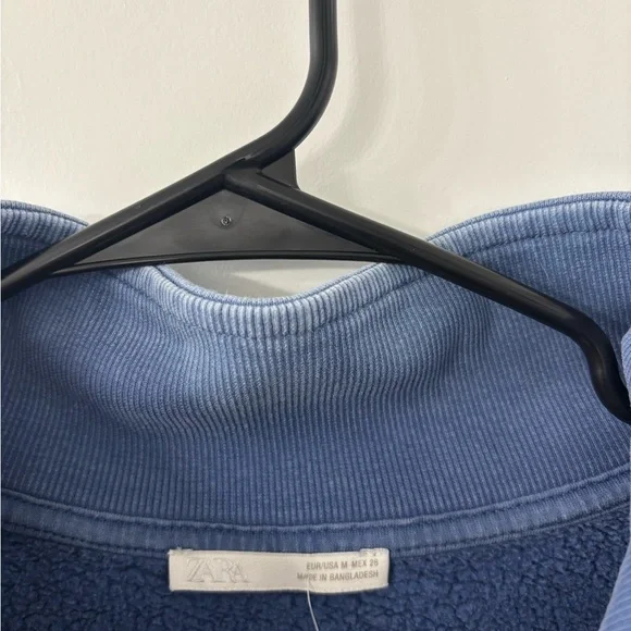 Zara Light Blue Ribbed Collar Pullover - Picture 8 of 9